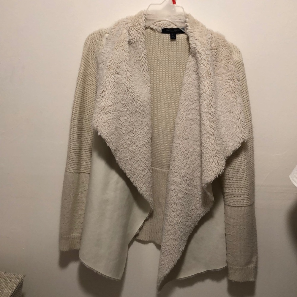 faux fur and suede sweater